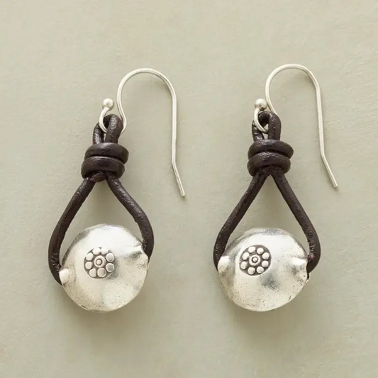 Vintage Silver Faux Leather Earrings Jula Jewelry