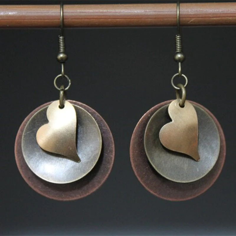 Boho Silver and Gold Heart-Shaped Earrings Jula Jewelry