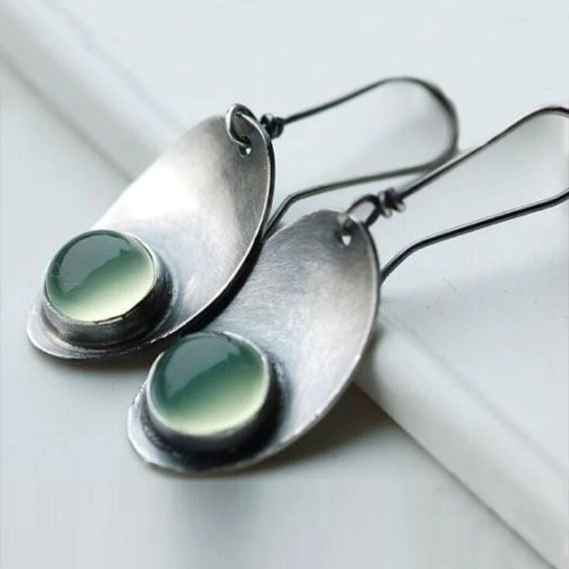 Vintage Sterling Silver Earrings with Green Crystal Jula Jewelry