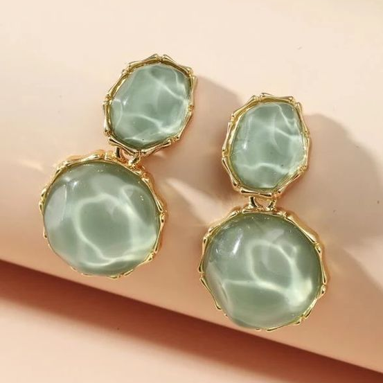 Vintage Green Water Drop Earrings Jula Jewelry