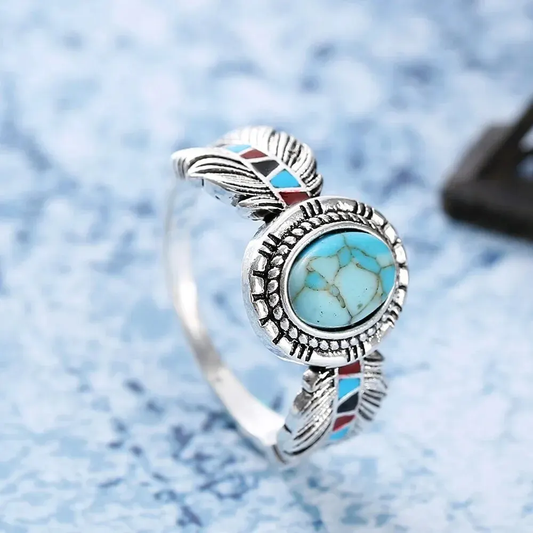 Vintage Turquoise Gemstone Ring in Silver Jula Jewelry