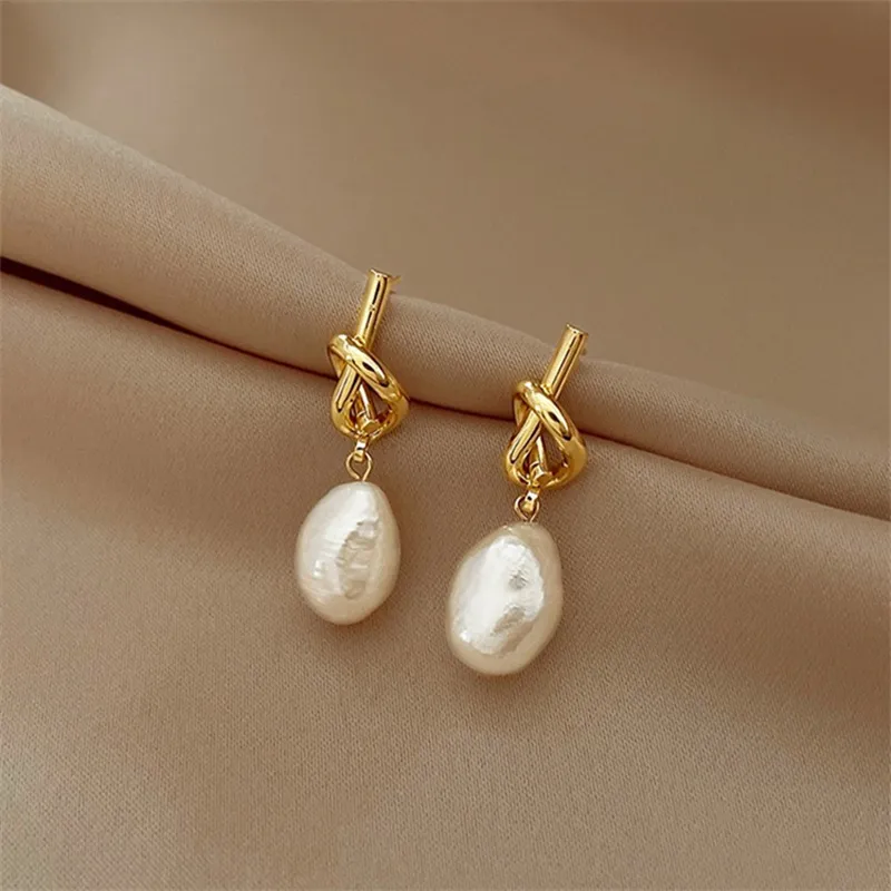 Elegant Baroque Pearl Earrings with Gold Finish Jula Jewelry