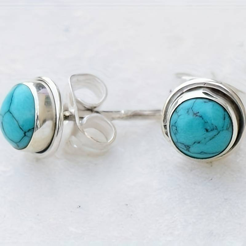 Vintage Blue Gemstone Silver Earrings Jula Jewelry