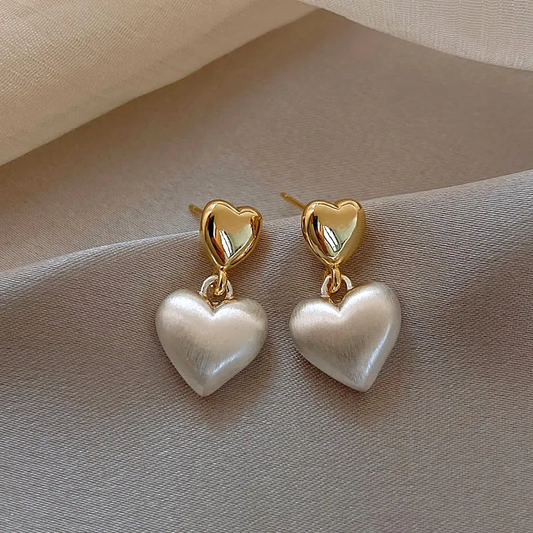 Elegant Gold Pearl Heart Studs Jula Jewelry