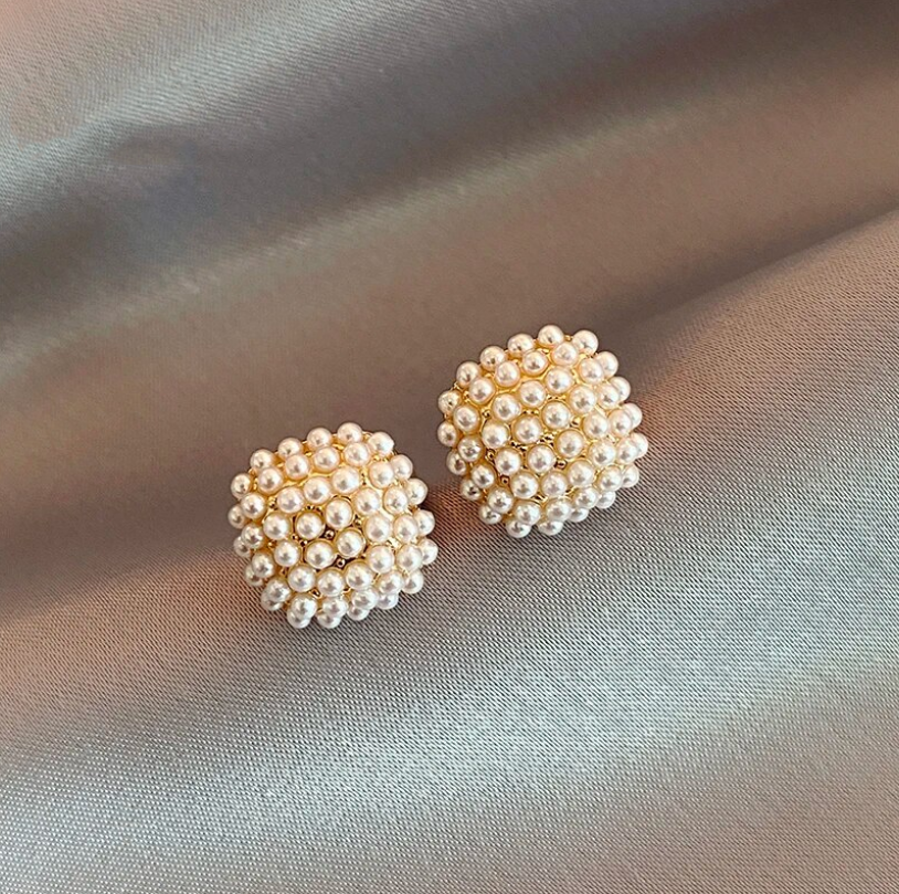 Elegant Gold Earrings with Inlaid Mother of Pearl Jula Jewelry