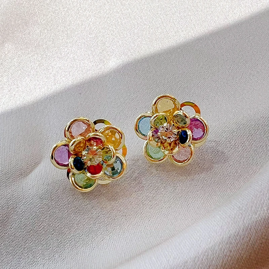 Elegant Colorful Gemstone Blossom Earrings Jula Jewelry