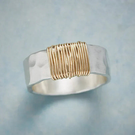 Silver and Gold Wire Wrapped Band Jula Jewelry