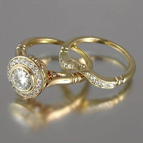 Vintage Gold & Zirconia Ring Set Jula Jewelry