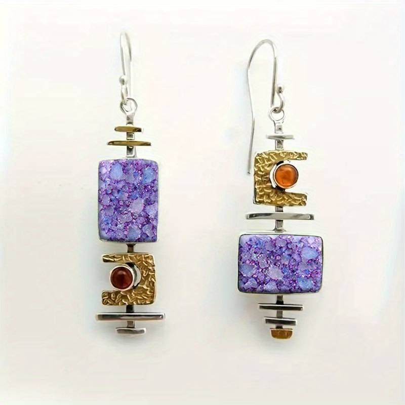 Vintage Lila Stone Old Earrings Jula Jewelry