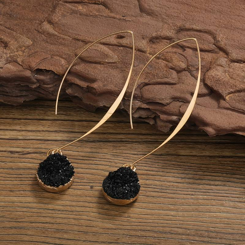 Black and gold vintage drop earrings Jula Jewelry