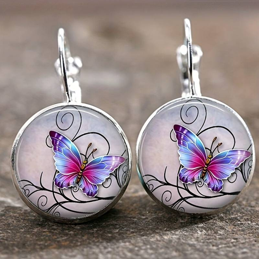 Vintage Rounded Crystal Butterfly Stud Earrings Jula Jewelry
