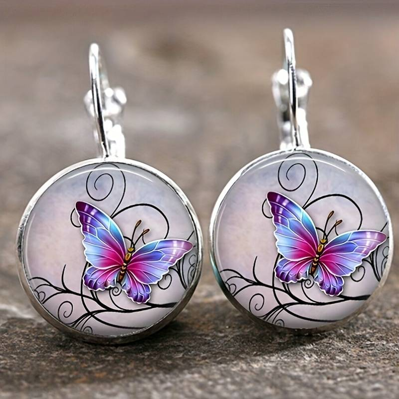 Vintage Rounded Crystal Butterfly Stud Earrings Jula Jewelry