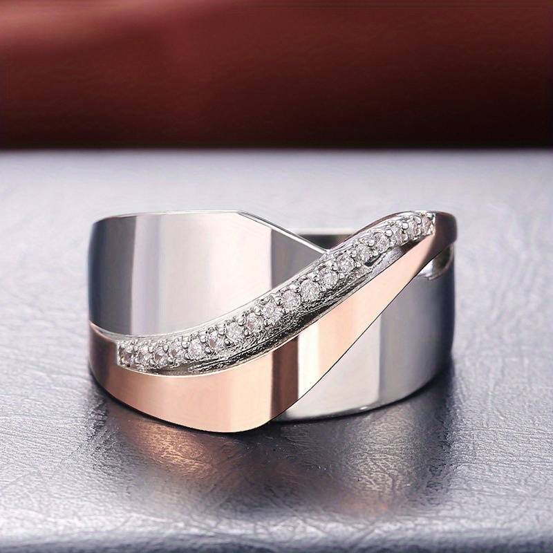 Vintage Ring in Rose Gold and Silver with Cubic Zirconia Jula Jewelry