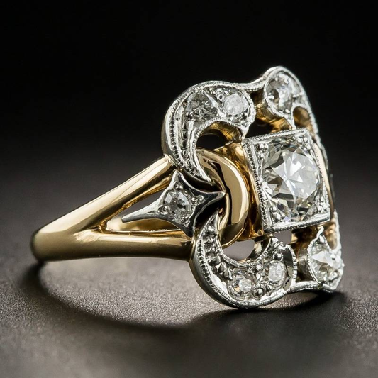 Vintage Gold Ring with Zirconia Jula Jewelry