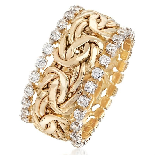 Vintage Gold Braided Zirconia Band Jula Jewelry