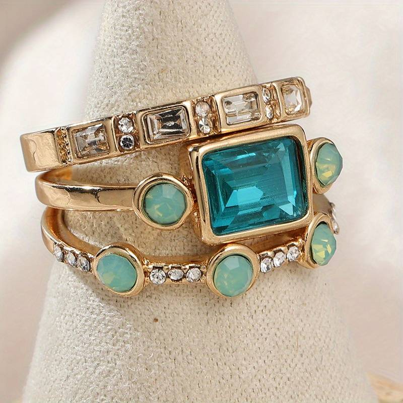 Vintage Blue Gemstone Ring Set Jula Jewelry