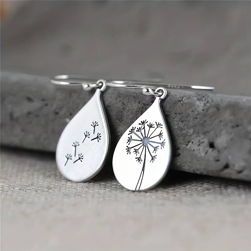 Vintage Silver Dandelion Dangling Earrings Jula Jewelry