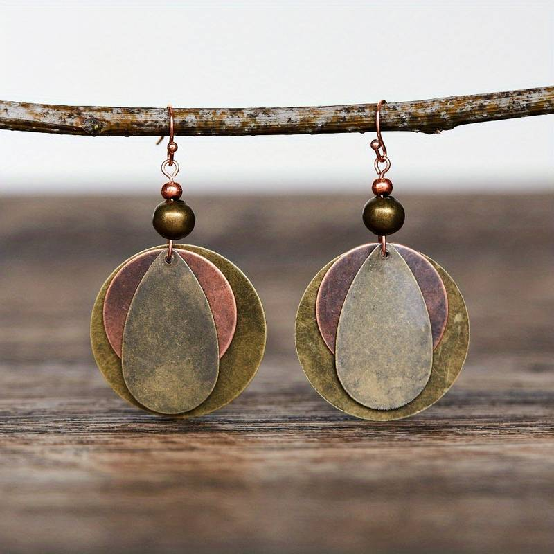 Round Brown Retro Earrings Jula Jewelry