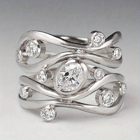 Vintage Irregular Zirconia Silver Band Jula Jewelry