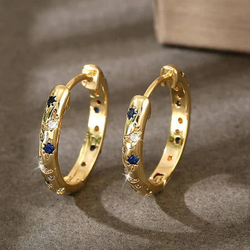 Vintage Golden Radiant Hoop Earrings Jula Jewelry