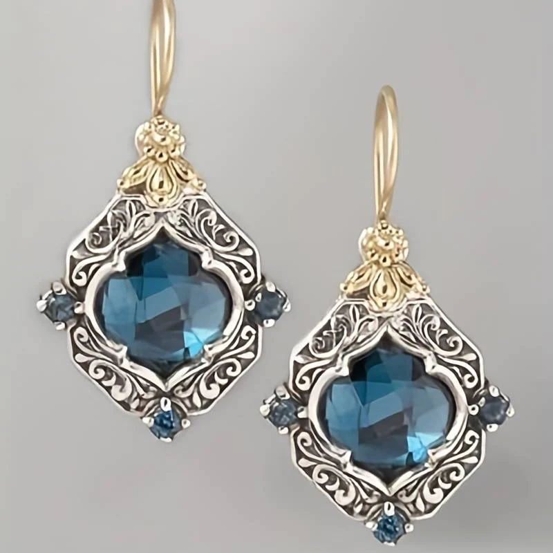 Blue Crystal Earrings in Gold and Silver Tones Jula Jewelry