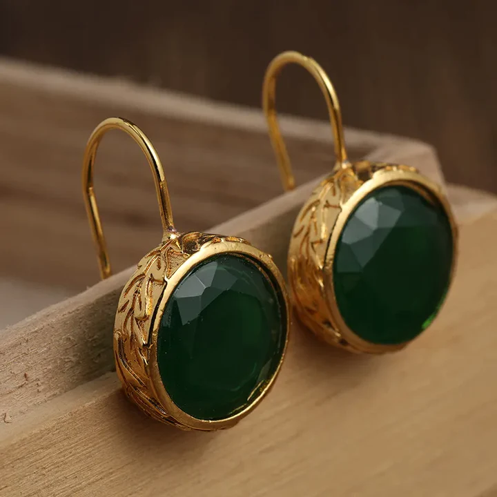 Green Round Retro Earrings Jula Jewelry