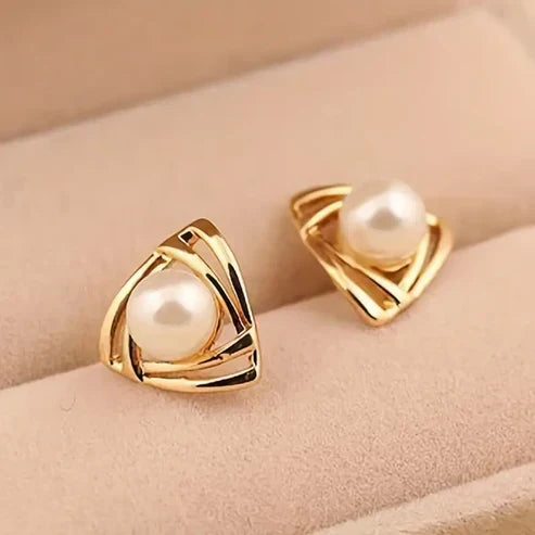 Elegant Gold and Pearl Earrings Jula Jewelry