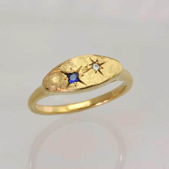 Gold-plated vintage ring with a blue star design Jula Jewelry