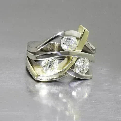Vintage Zirconia Gold and Silver Band Jula Jewelry