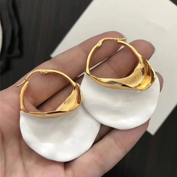 Vintage White and Gold Earrings Jula Jewelry