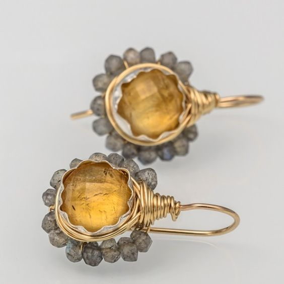 Vintage Amber Crystal Gold Earrings Jula Jewelry