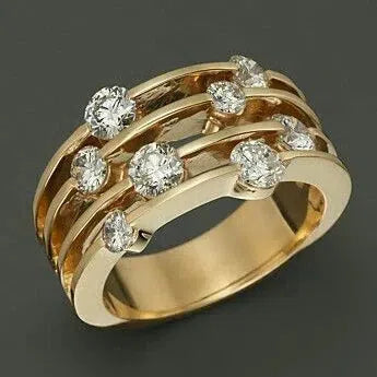 Golden layered ring with cubic zirconia stones Jula Jewelry