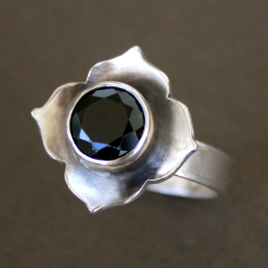 Vintage Dark Crystal Blossom Ring Jula Jewelry