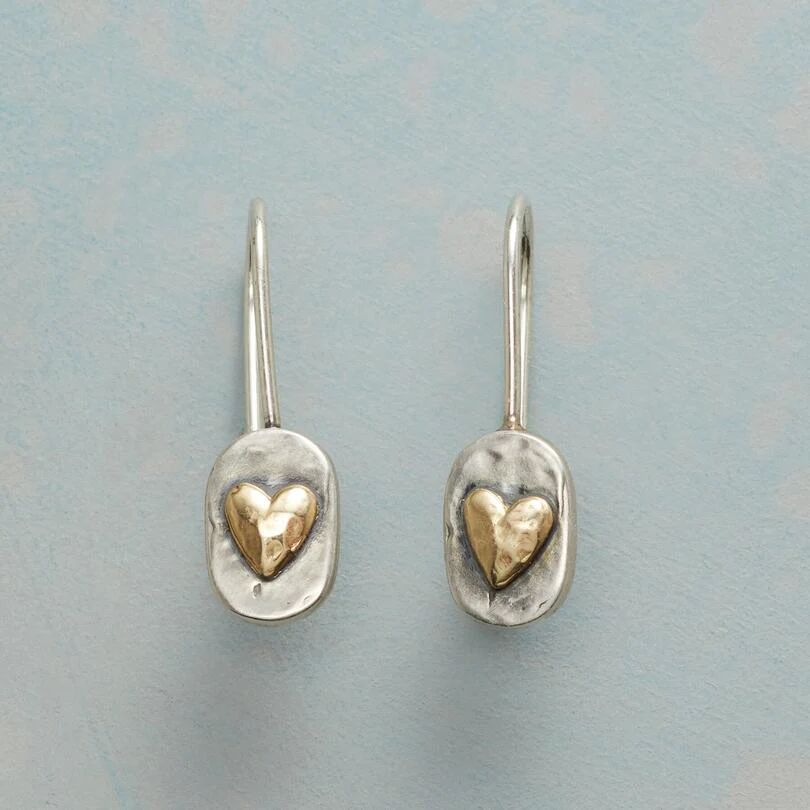 Golden Heart Earrings in Antique Silver Jula Jewelry
