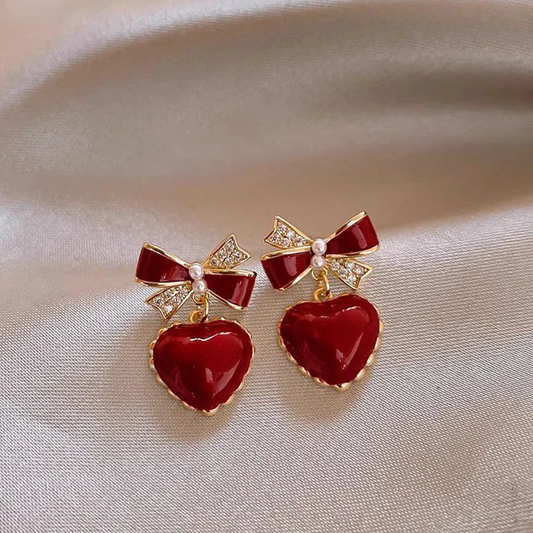 Elegant Crimson Heart Arch Earrings Jula Jewelry