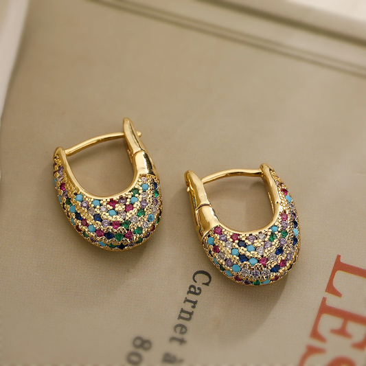 Elegant colorful earrings adorned with inlaid crystals Jula Jewelry