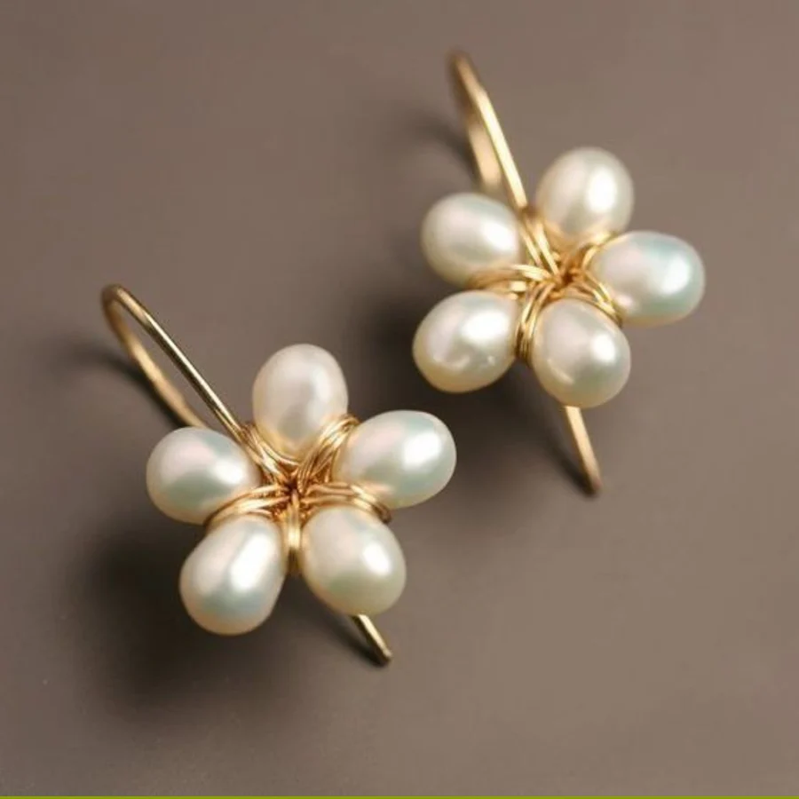 Vintage Gold Pearl Blossom Earrings Jula Jewelry