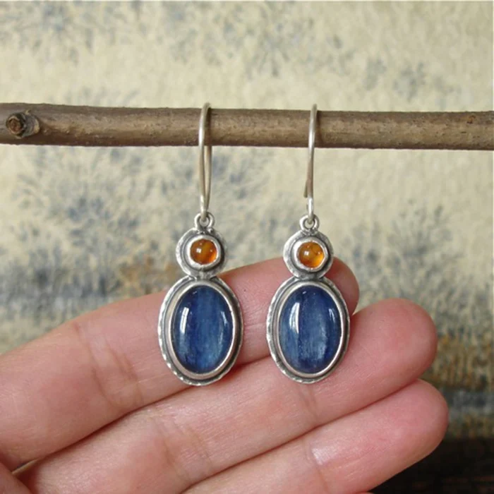 Blue and orange retro earrings Jula Jewelry