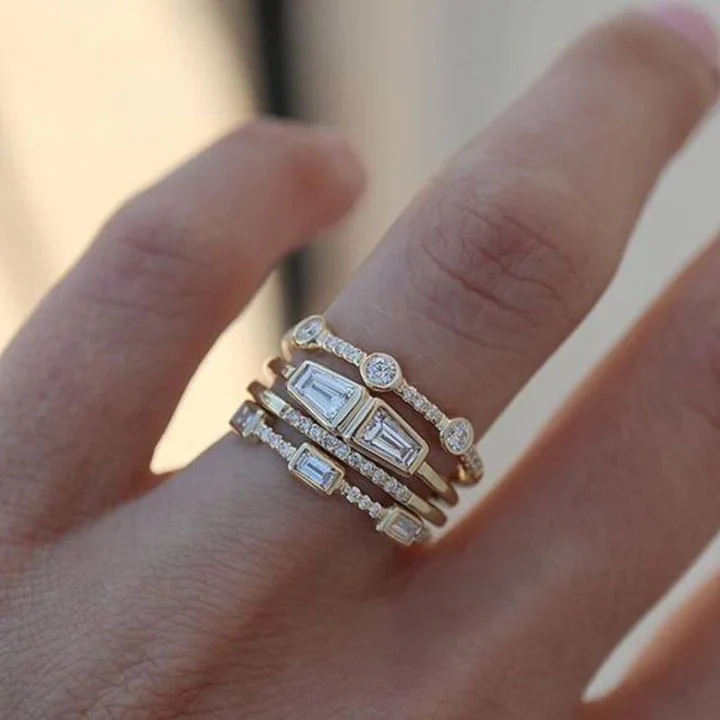 Vintage Gold and Cubic Zirconia Ring Set Jula Jewelry