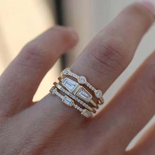 Vintage Gold and Cubic Zirconia Ring Set Jula Jewelry
