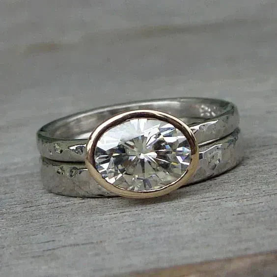 Vintage Dual Silver Zirconia Band Jula Jewelry