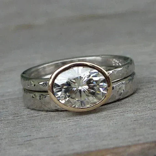 Vintage Dual Silver Zirconia Band Jula Jewelry