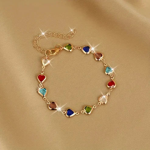 Gold Bracelet with Colorful Heart Jula Jewelry