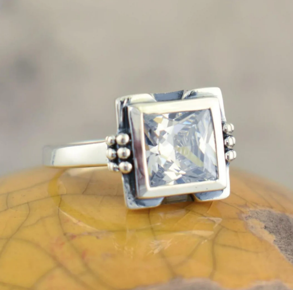 Square Glass Ring with Inlay Jula Jewelry