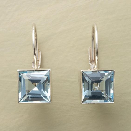 Vintage earrings crafted from blue cubic zirconia. Jula Jewelry