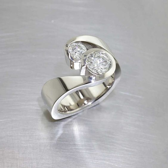 Vintage Silver Zirconia Adjustable Ring Jula Jewelry