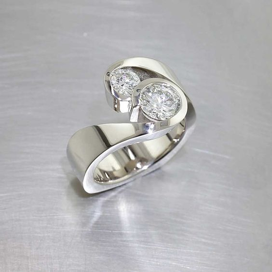 Vintage Silver Zirconia Adjustable Ring Jula Jewelry