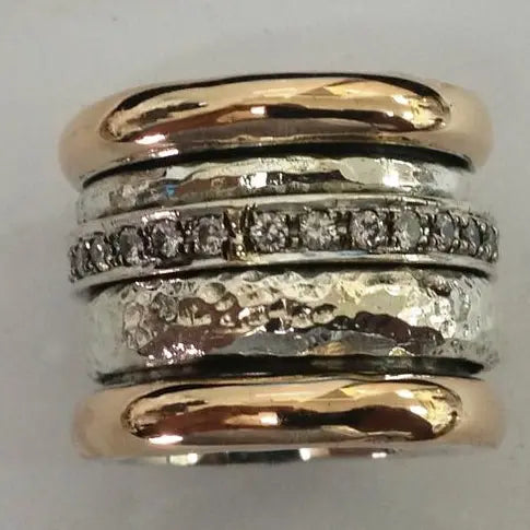 Layered Thick Gold Band in Vintage Style Jula Jewelry