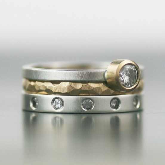 Layered Gold & Silver Zirconia Band Jula Jewelry