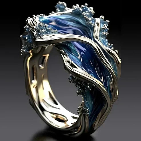 Antique Gold Ocean Wave Ring Jula Jewelry